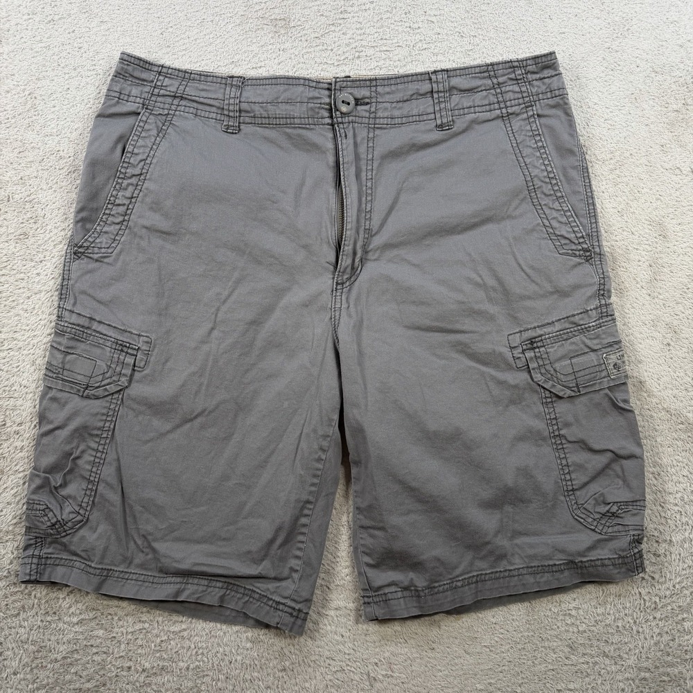 Union Bay Shorts Mens 36 Grey Cargo Cotton Stretch Chino Casual Pocket 10"